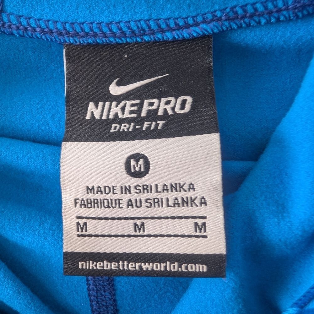 Nike Women's Pro Dri Fit Long Sleeve Hoodie Blue Geo Camo Medium - Picture 8 of 8